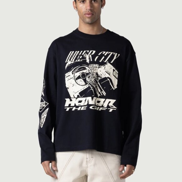 HONOR THE GIFT Driving Graphic Long Sleeve T-Shirt - NWT black small